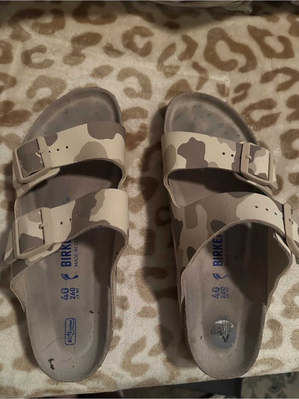 Birkenstock Arizona Two-Strap Sandals in Beige Camo